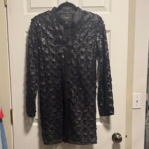 Dakota West Luxury Purplish / Black Colored Genuine Lamb Leather Jacket